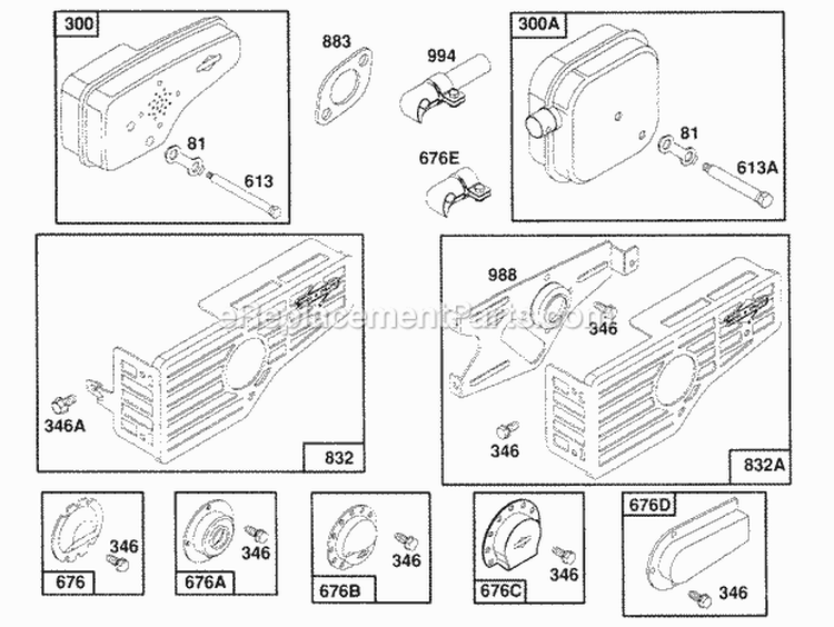 Mufflers And Deflectors Diagram and Parts List for 122702-0146-01  Briggs and Stratton Engine